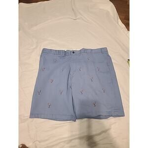 CASTAWAY NANTUCKET Mens Blue Twill Shorts EMBROIDERED PINK FLAMINGOS NWT SIZE 46